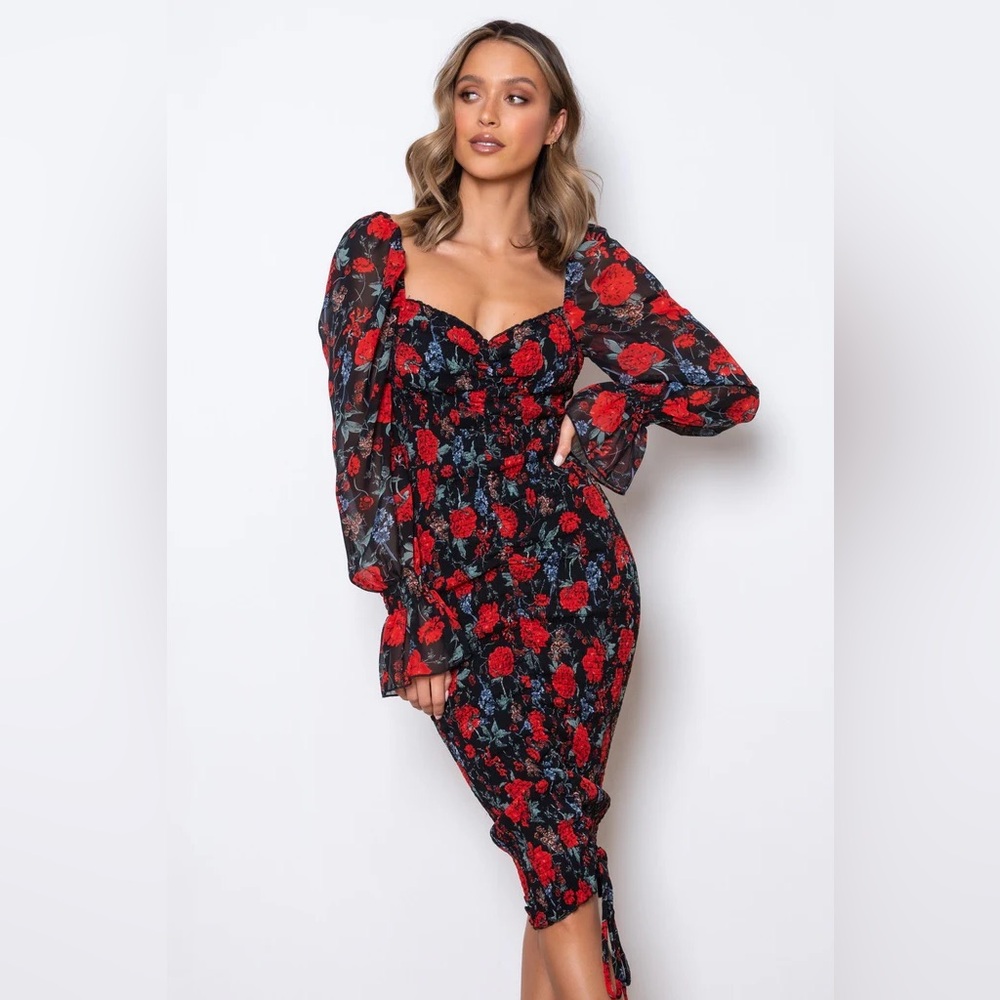 Reverse Tina Long Sleeve Dress - Black Rose